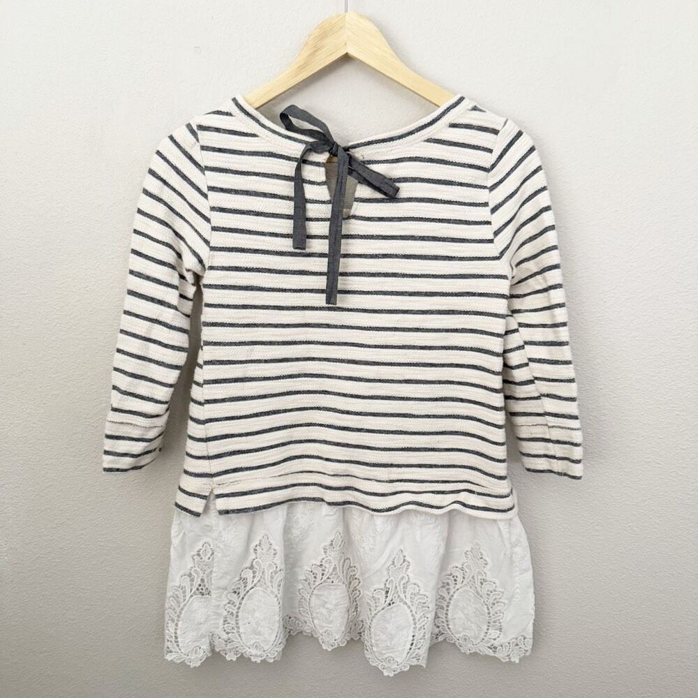 SUNDAY IN BROOKLYN x ANTHROPOLOGIE | Striped Blue Cream White Lace Bow | Medium - Picture 3 of 9